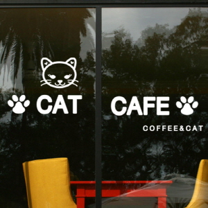 그래픽스티커 cc100-고양이카페(CAT CAFE) /포인트스티커 /동물스티커