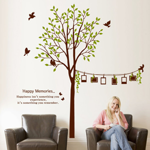 그래픽스티커 pm043-행복을전하는나무와포토라인틀(중형)